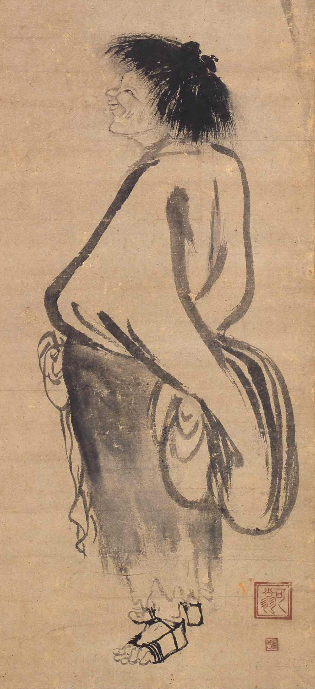 紙本墨画寒山図〈可翁筆／〉の画像