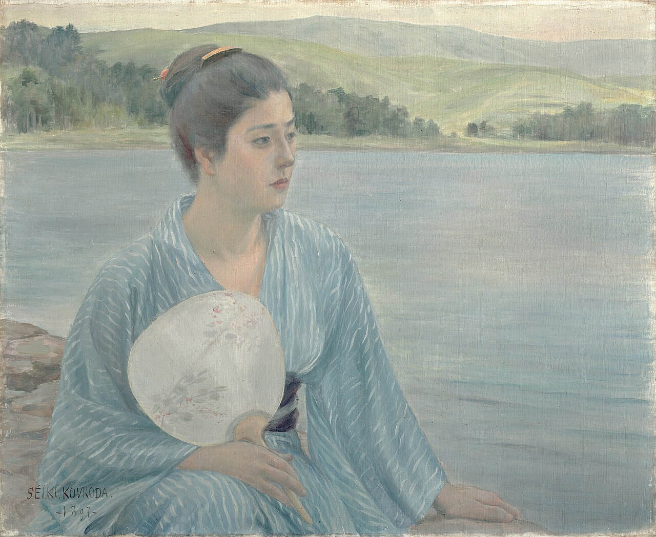 湖畔〈黒田清輝筆 一八九七年/油絵 麻布〉の画像