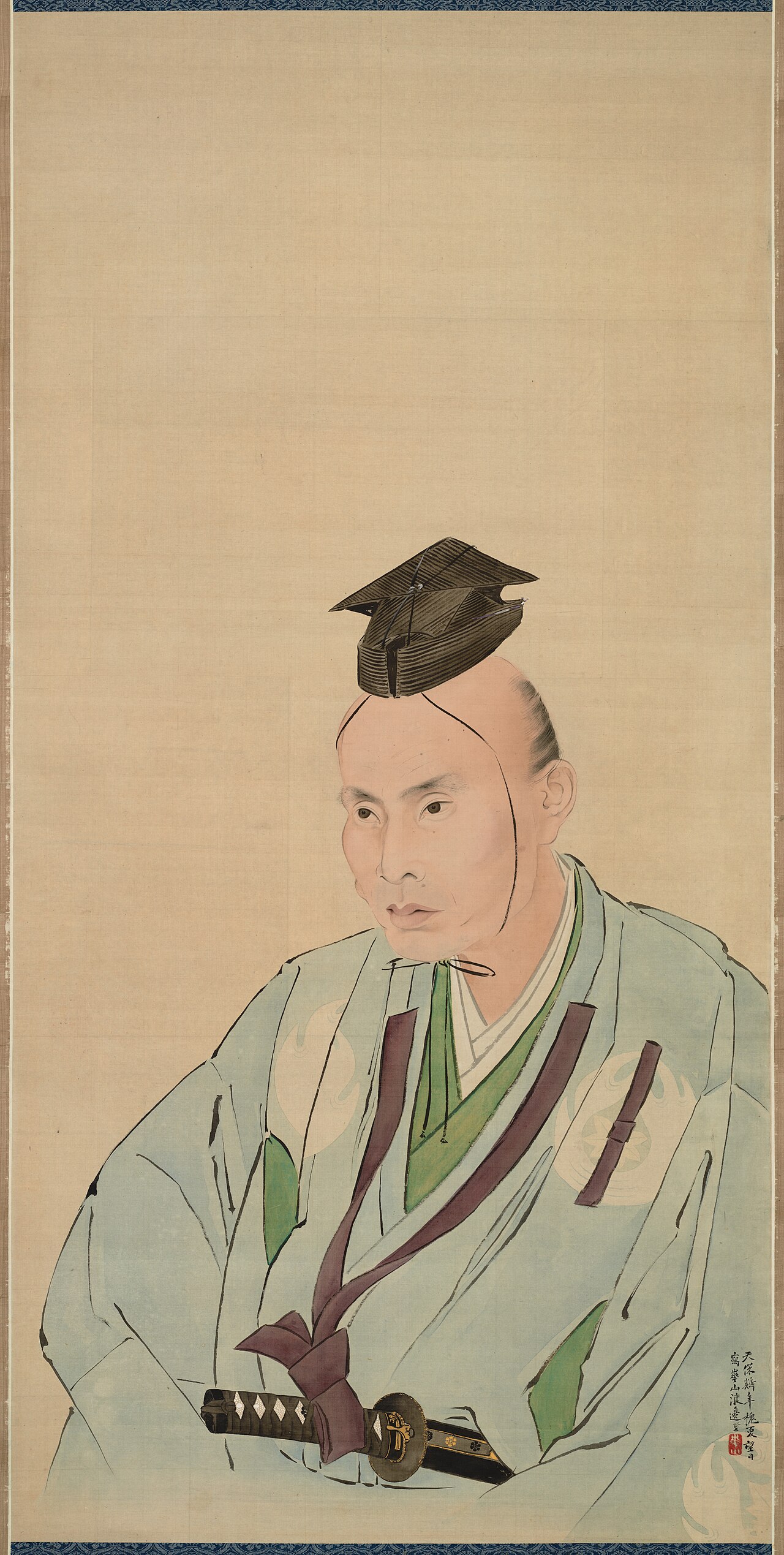 絹本淡彩鷹見泉石像〈渡辺崋山筆／〉の画像
