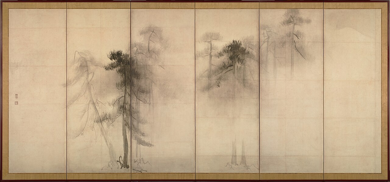 紙本墨画松林図〈長谷川等伯筆／六曲屏風〉の画像