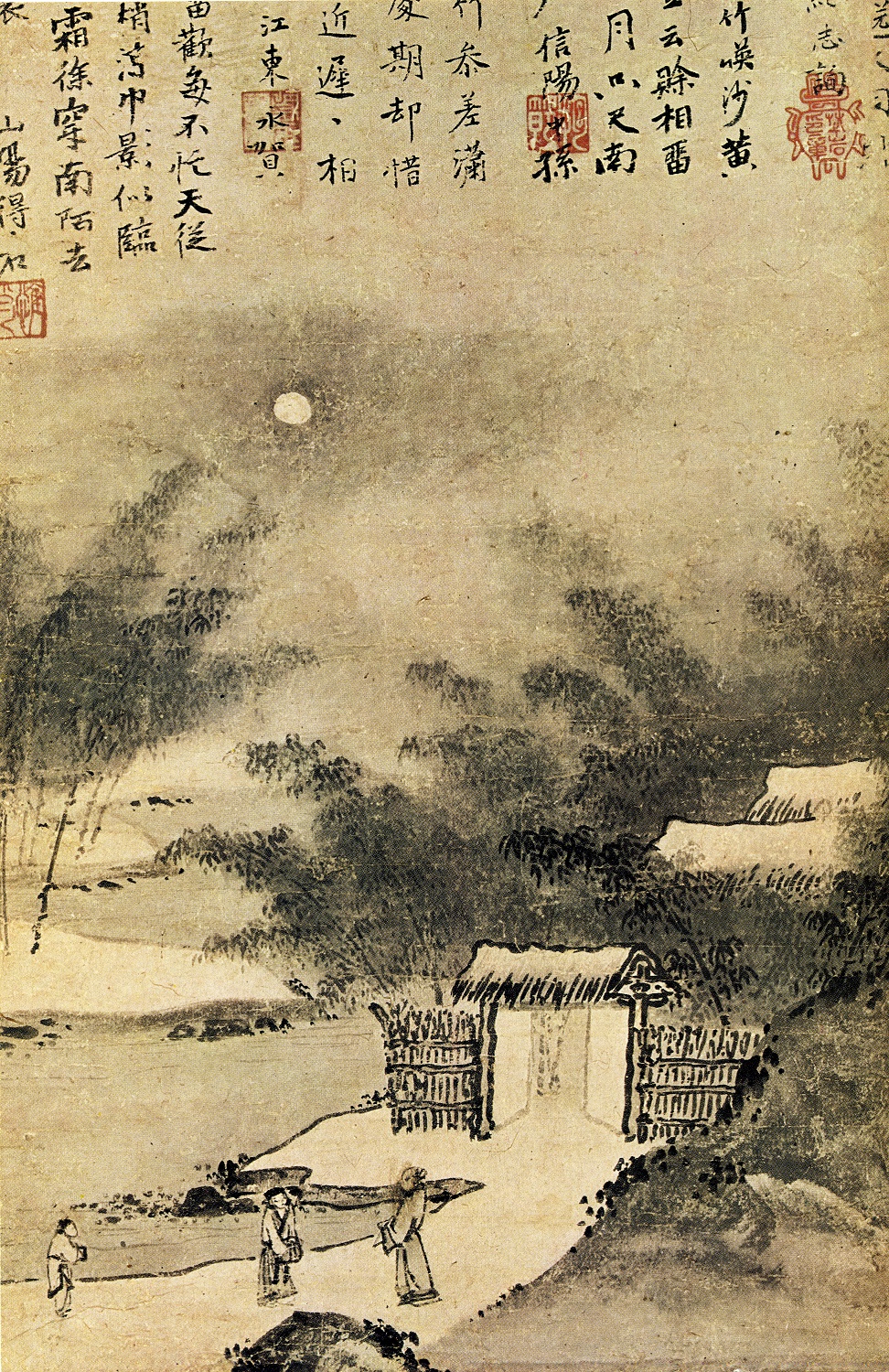 紙本墨画柴門新月図の画像
