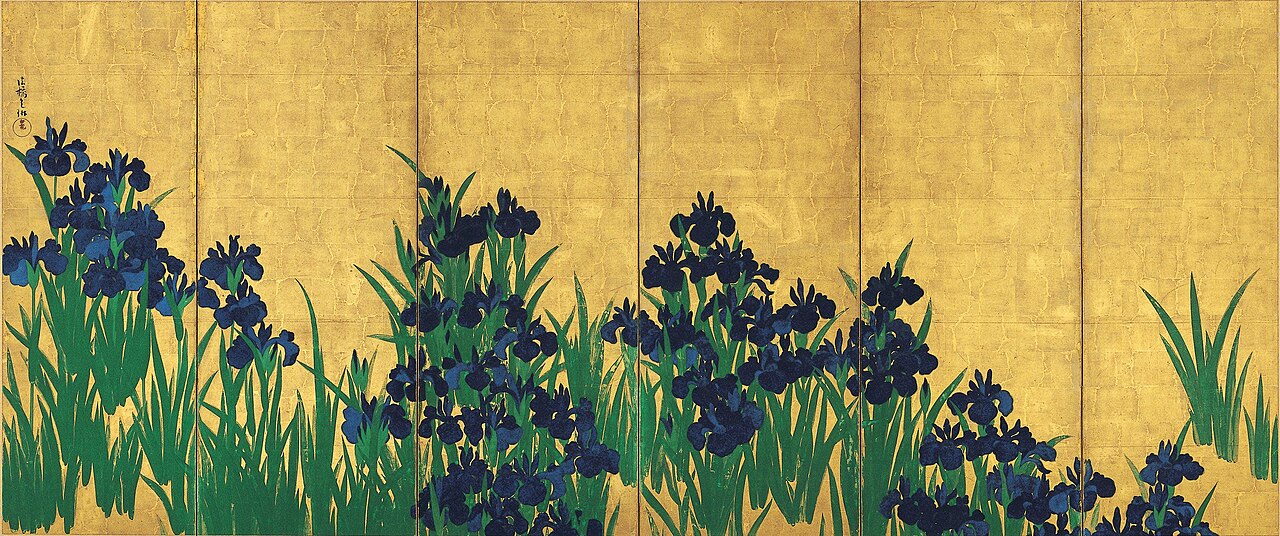 紙本金地著色燕子花図〈尾形光琳筆／六曲屏風〉の画像